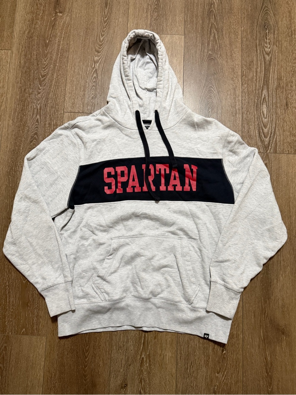 47 Spartan Pullover Hoodie - Light Gray, Navy Blue & Red